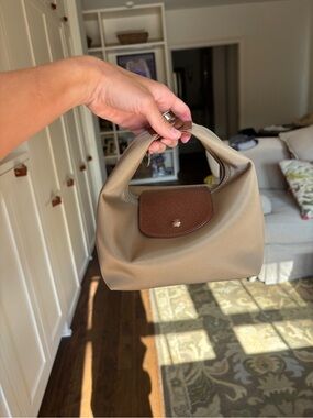 Beige and Brown Top-Handle Women's Bag (3 different ways to wear)